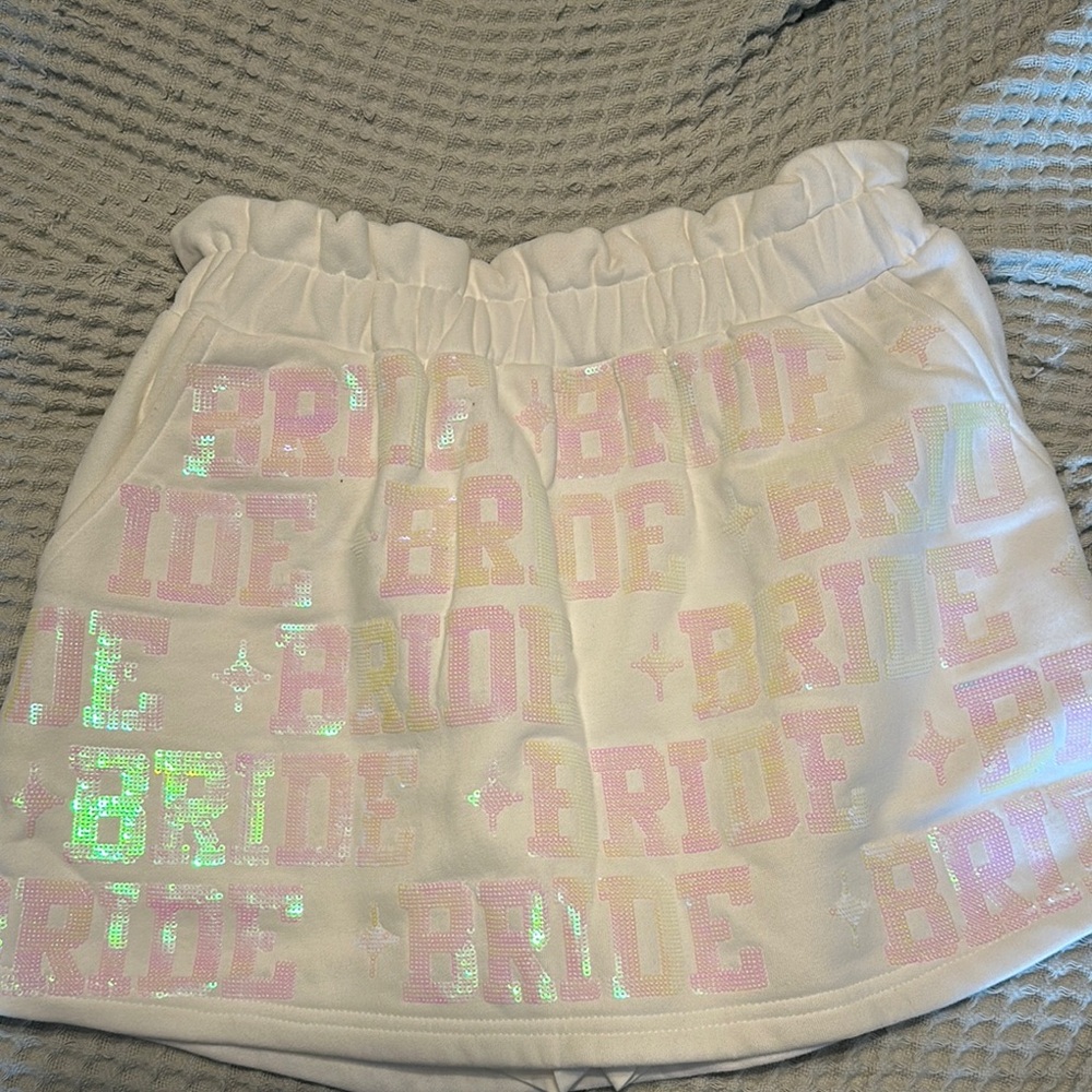 Kids White Bride Print Skirt